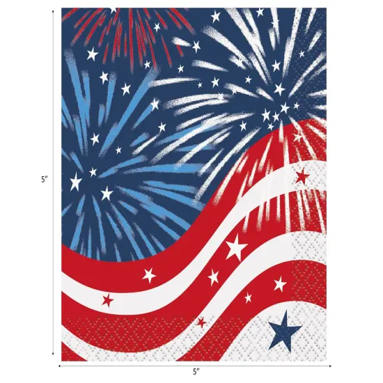 Patriotic Fireworks 4th of July Beverage Napkins - 16ct {2}