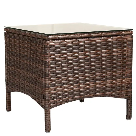 5 Pieces Patio Rattan Sofa Ottoman Furniture Set with Cushions {4}