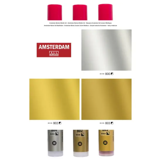 Amsterdam Acrylic Marker Set 4mm 3/Pkg-Metallic {5}