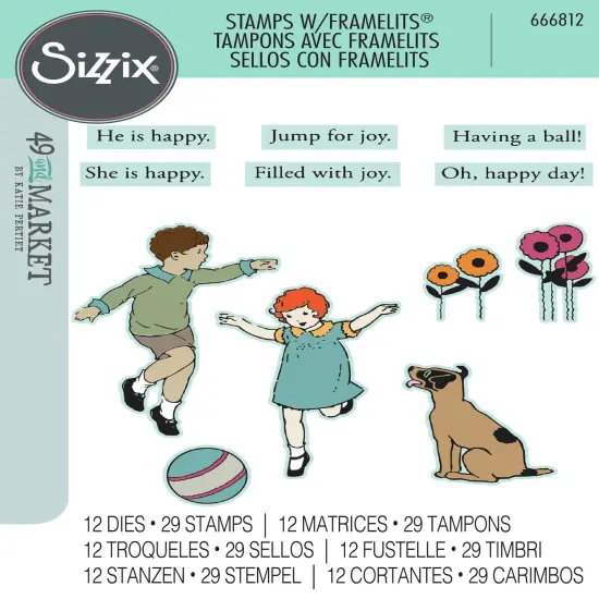 Sizzix A5 Clear Stamps W/Framelits Dies By 49 And Market-Play Time {1}