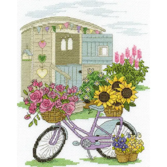 DMC Counted Cross Stitch Kit 8'X10"-Flowery Bicycle {3}