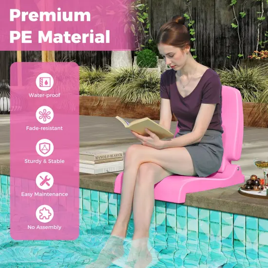 Foldable Outdoor Pool Chair with Handle and Back Support Pink {4}