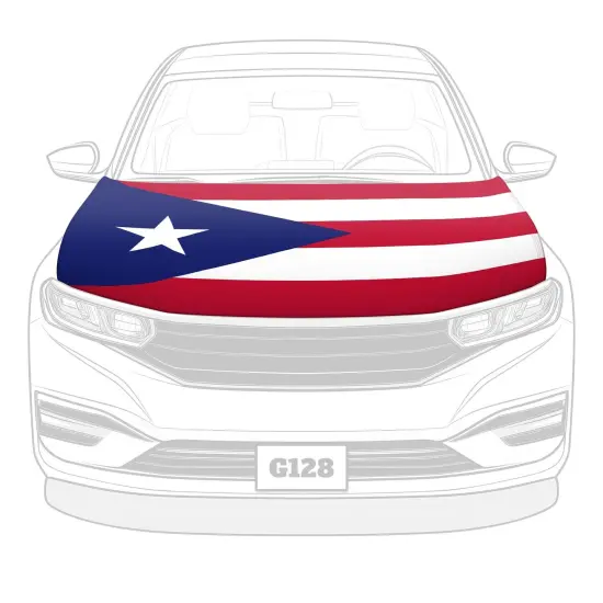 G128 Puerto Rico PR Car Hood Cover 3.94x5.25 Ft Two Triangle Fasteners Included {1}