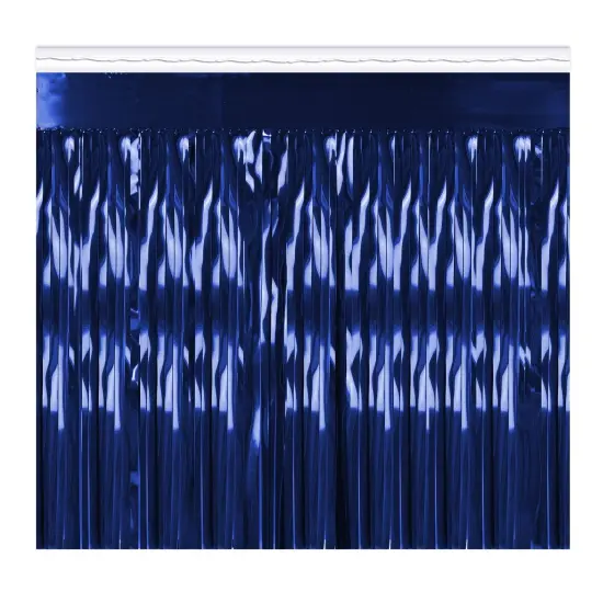 Beistle 1-Ply Metallic Fringe Drape - 10ft Blue {1}