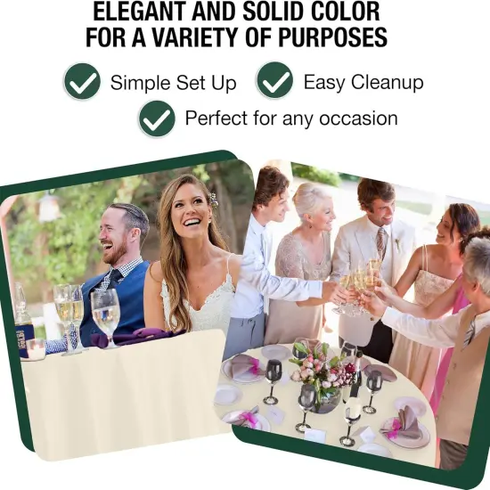 Bulk Pack Plastic Table Cloth - 120 Inch Round Disposable Tablecloth for Parties - Round Tablecloth - Disposable Table Cloths for Parties-Exquisite Party Solids {4}