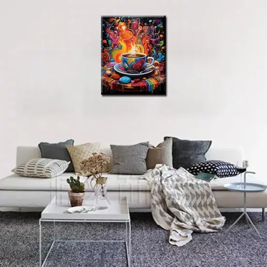 Cup of Coffee Paint by Numbers Kits with Brushes and Acrylic Pigment on Canvas {3}