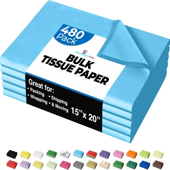 Tissue Paper for Gift Bags - 15" x 20"Bulk Tissue Paper Dark Blue 480 Sheets - 10lb Newsprint for Packing, Birthday Gift Box Filler, Packing Supplies for Moving Supplies  {1}