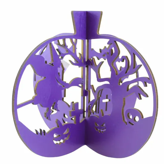 Ganz 8.0 Inch Laser Cut Pumpkins Lg Halloween Figurine Set , Lightweight Halloween Decor Bats Cat Spider Web Multicolored {2}