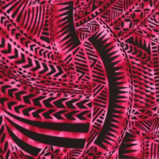 1 Yard Traditional Polynesian Tattoo Design Rayon Poplin Fabric 36" L x 45" W Fuchsia {6}