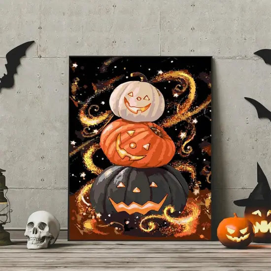 Halloween Pumpkin Paint by Numbers Kit - 12x8 Inch {3}