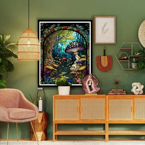 Mushroom Paint by Numbers for Adults - Stained Glass {3}