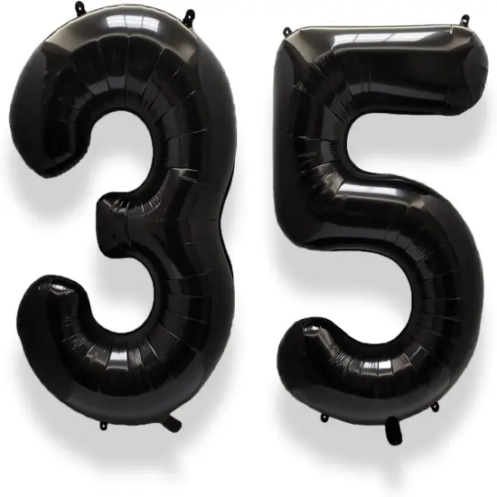 40 Inch Large 35 Balloon Numbers Black, Big Foil Number Balloons {1}
