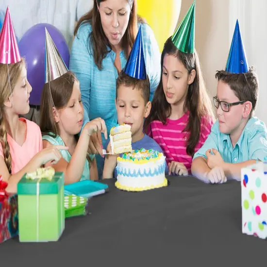  Party Solids 54" x 300' Plastic Table Cover Roll with Slide Cutter &ndash; Cut-to-Size Dispenser Box &ndash; Makes Up to 36 Disposable 8' Rectangle Tablecloths by Exquisite Black {6}