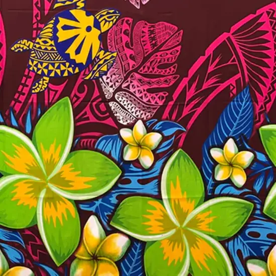 Talofa Samoa Plumeria Flower Sarong 72" L x 45" W Wine {1}