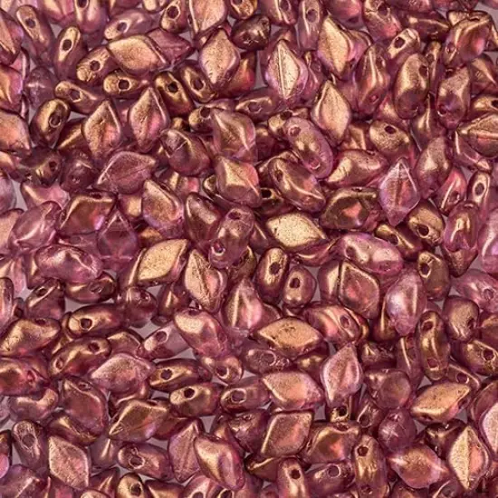 Matubo 2-Hole Czech Glass Crystal Halo Gemduo Beads, 50g Persian Pink {1}