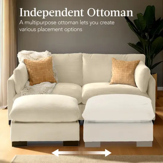 Best Choice Products 82in Modular Sectional Pillowtop Sofa w/ Ottoman & Storage Ivory {4}