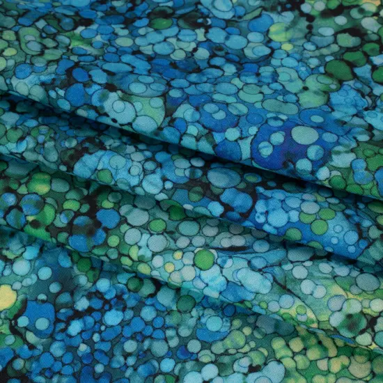 1 Yard Northcott Peacock Bubbles Cotton Fabric Vibrant Blue Green Quilting 43 Inches Width {4}