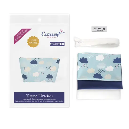 Crosscut Sewing Co.&reg; Zipper Pouch Sewing Project Kit for Beginners with Fabric, Instructions and Video Clouds {1}