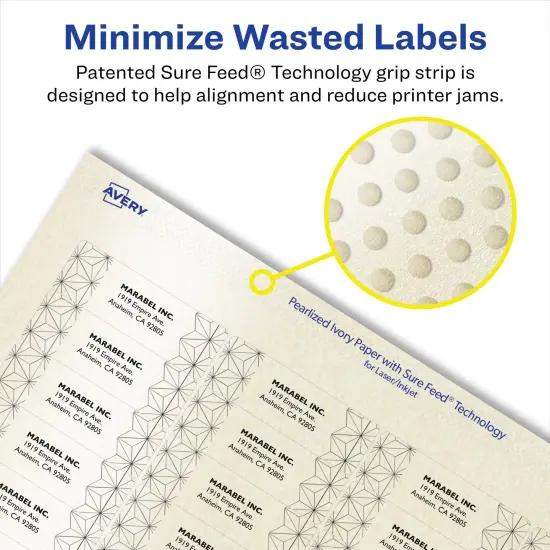 Avery Pearlized Ivory Rectangle Labels with Sure Feed Technology, 1.25" x 1.75" {4}