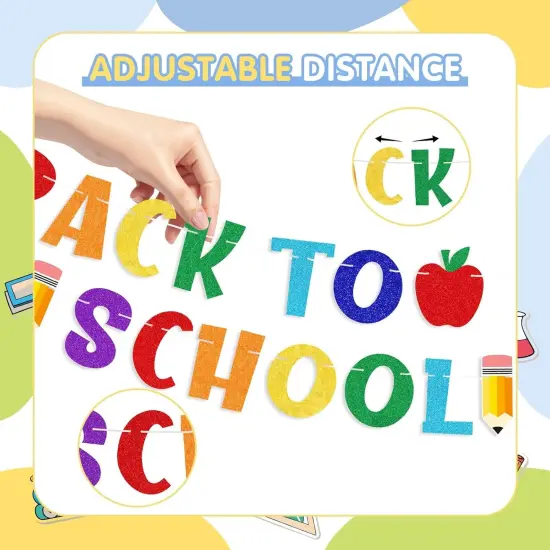 Back to School Banner Colorful Glitter {3}