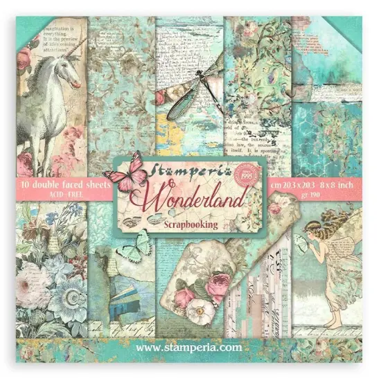 Stamperia Double-Sided Paper Pad 8"X8" 10/Pkg-Wonderland, 10 Designs/1 Each {1}