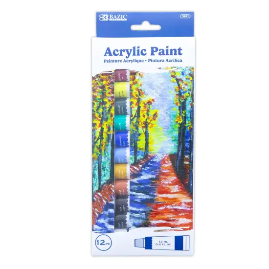 BAZIC Acrylic Paint 12 Color 0.4 FL OZ (12 mL) {1}
