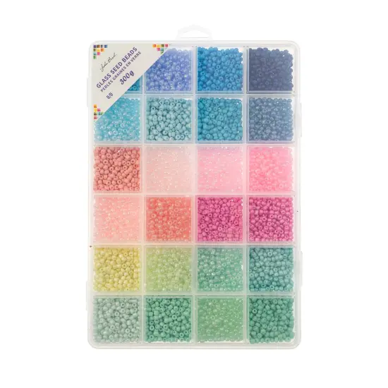 John Bead 12500pcs Assorted 24 Colors Glass Seed Beads 8/0 Jewelry Making Bead Box Pastel Colors {4}