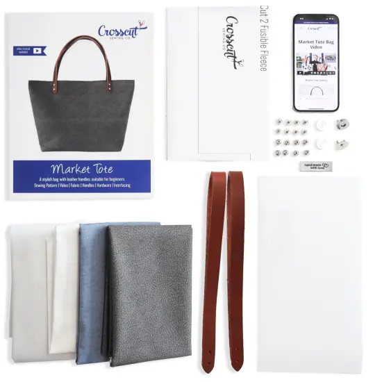 Crosscut Sewing Co.&reg; Market Tote Bag Sewing Project Kit for Beginners with Fabric, Instructions and Video Waved {3}