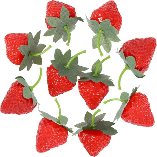 10 PCS Artificial Strawberries Fake Strawberries Plastic Lifelike Strawberry {1}