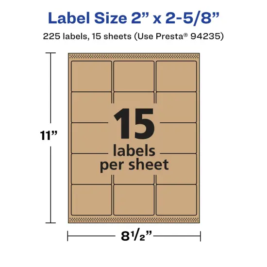 Avery Kraft Brown Rectangle Labels with Sure Feed, 2" x 2-5/8" {5}