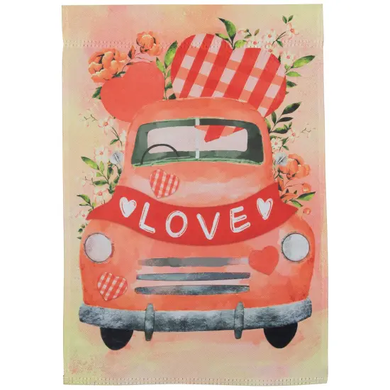 Northlight Love Banner and Vintage Car Garden Flag 12.5" x 18" Red {3}