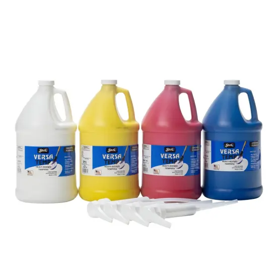 Sax Versatemp Heavy-Bodied Tempera Paint Kit with Pumps, 1 Gallon Bottles, Assorted Colors, Set of 4 {6}
