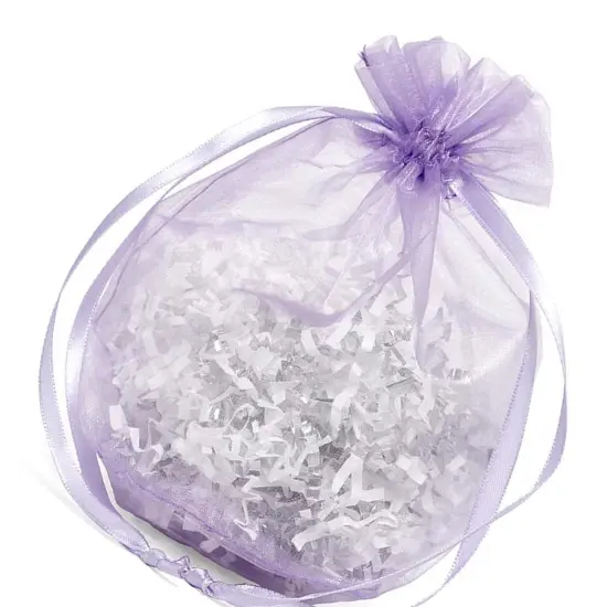 Wide Round Flat Bottom Organza Bags 6 1/2 '' X 4 '' X 7 '' for Favor Packaging Lavender {3}
