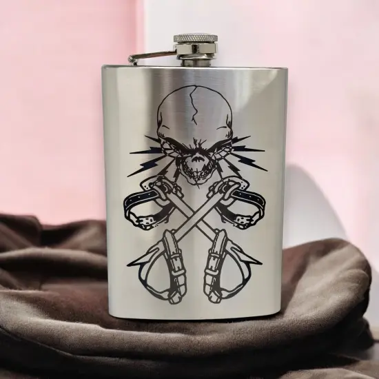 8oz Lineman 3 Stainless Steel Flask {2}