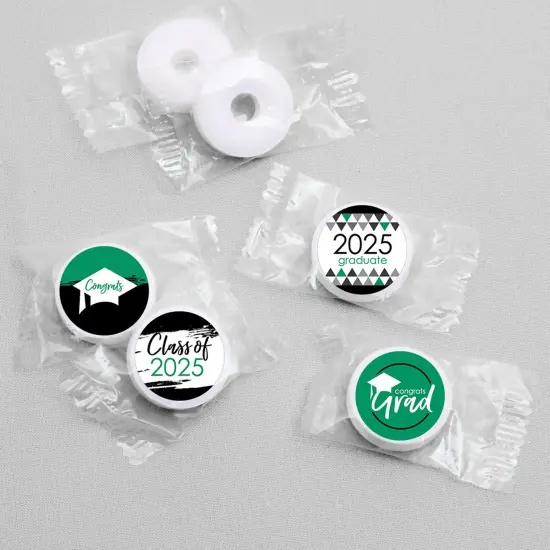Big Dot of Happiness 2025 Green Graduation Party Round Candy Sticker Favors - Labels Fits Chocolate Candy (1 Sheet of 108) {4}