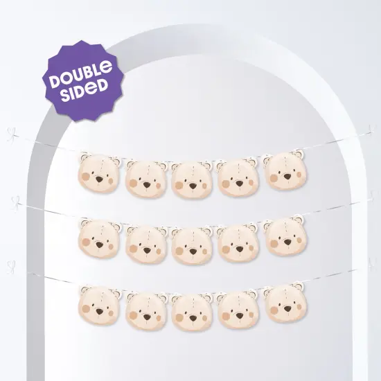 Big Dot of Happiness Teddy Bear Garland Banner, We Can Bearly Wait Baby Shower Decorations Backdrop, 15 Feet of Cord, 15 Paper Teddy Bear Faces {4}