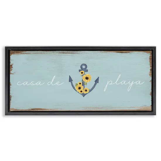 Stupell Industries Casa de Playa Framed Floater Canvas Wall Art Gold Floater Frame {7}