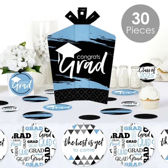 Big Dot of Happiness Light Blue Grad Best is Yet to Come 2025 Light Blue Graduation Party Decor and Confetti Terrific Table Centerpiece Kit 30 Ct {3}
