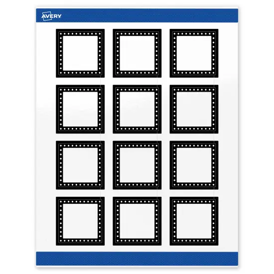Avery Printable Square Labels, Black and White Polka Dots, 2" x 2", Glossy White Square Labels, Permanent, Laser/Inkjet, 120ct, Great for Product Labels {1}