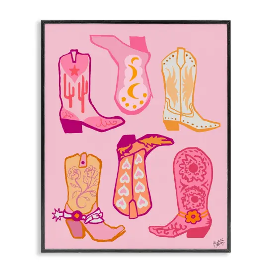 Stupell Industries Cowgirl Boot Designs Framed Giclee Wall Art Design by Elizabeth Medley {1}