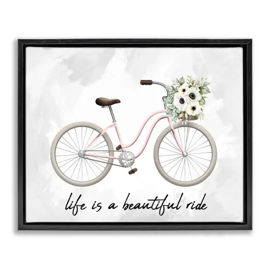Stupell Industries Beautiful Ride Floral Bike Framed Floater Canvas Wall Art Design by Kim Allen {1}