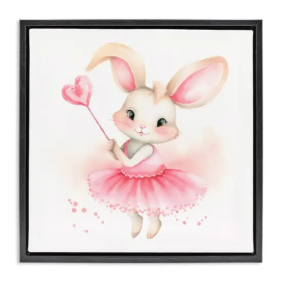 Stupell Industries Ballerina Bunny with Wand Framed Floater Canvas Wall Art Design by Andrea Haase {1}