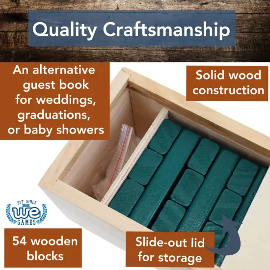 WE Games Wood Block Stacking Party Game That Tumbles Down when you play - Includes 12 in. Wooden Box and die {3}