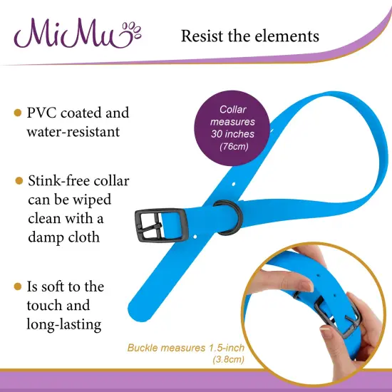 MiMu Large Silicone Dog Collar - Blue 30in Stylish Dog Collar with Prong Buckle {5}