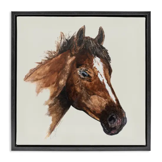 Stupell Industries Detailed Brown Horse Framed Floater Canvas Wall Art Design by Filippo Ioco {1}