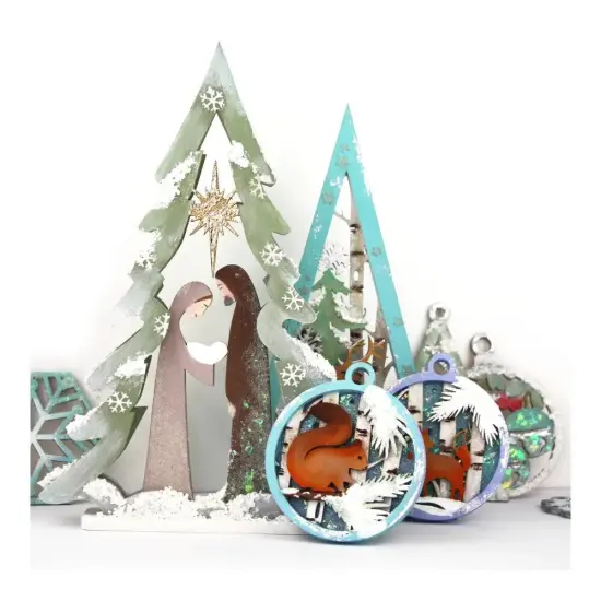 Rosa Talent Winter Story 4 - set of bases for decoration on fiberboard. 3.54*3.15 inches. 3pcs {4}