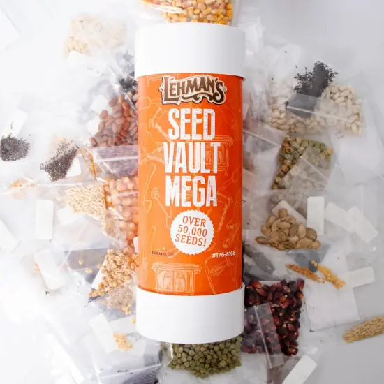 Lehman's Heirloom Garden Seed Vault Kit, Mega with PVC Case and Guide, 70+ Varieties of Vegetable Herb and Fruit Seeds, 50K+ Seeds {1}