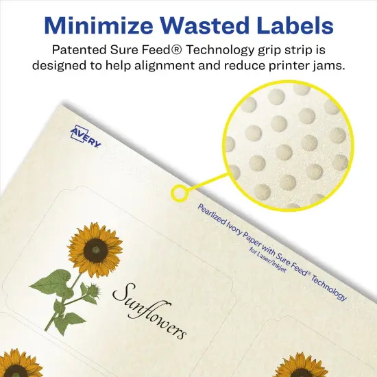Avery Pearlized Ivory Rectangle Scalloped Labels with Sure Feed Technology, Print-to-the-Edge, 2" x 3" {4}