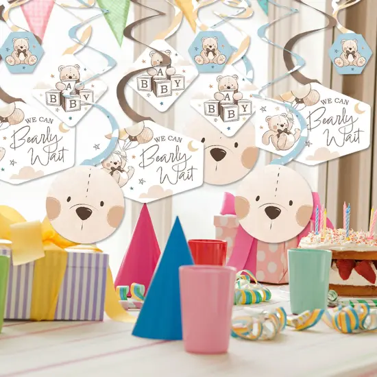 Big Dot of Happiness We Can Bearly Wait - Teddy Bear Baby Shower Hanging Decor - Party Decoration Swirls - Set of 40 {3}