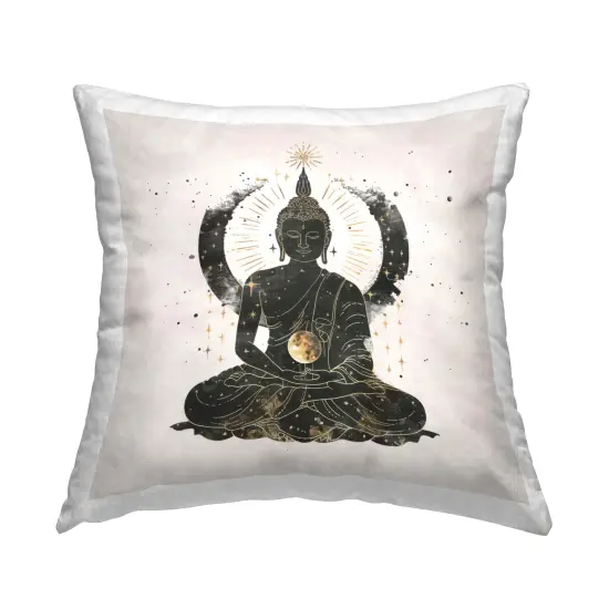 Sitting Buddha Sun Rays Decorative Printed Throw Pillow Design by Nina Blue, 18 x 7 x 18 {1}